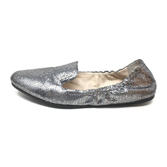 Women's Prada Slip On Loafers Flats Shoe Size 40 EU/10 US Silver Crackle Leather - Picture 5 of 10